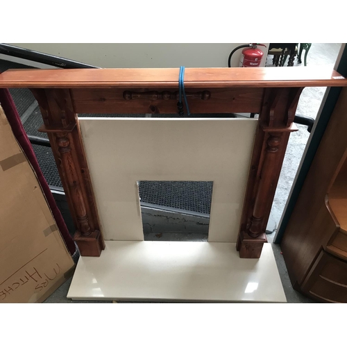 377 - Pine/ marble fire surround