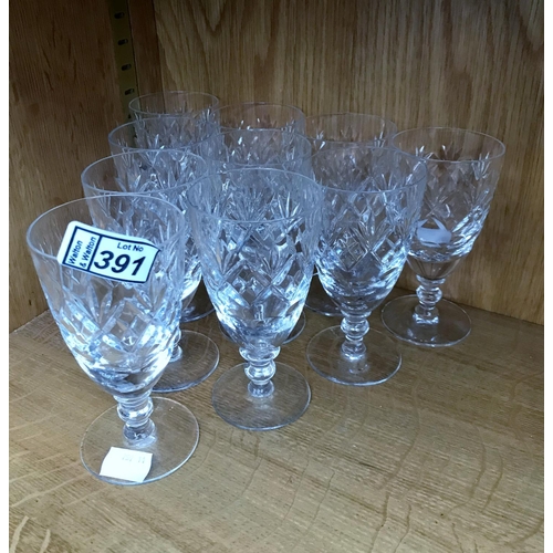 391 - 10 crystal wine glasses