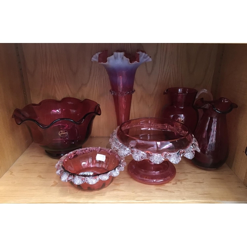 403 - 6 Pieces of Cranberry glass