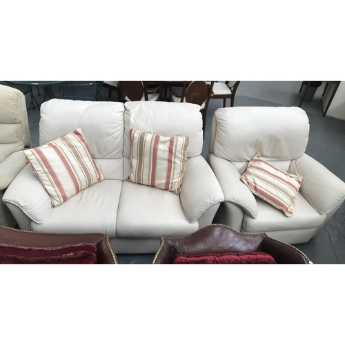 413 - Leather 2 seater and chair