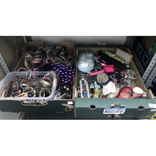 7 - 2 Boxes containing bangles and cosmetics etc