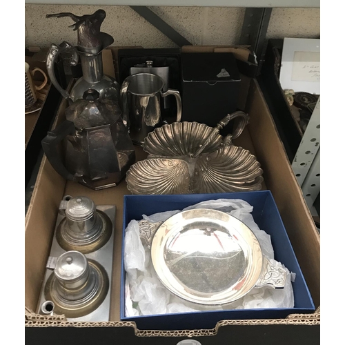 11 - Box containing plated ware including a tea pot