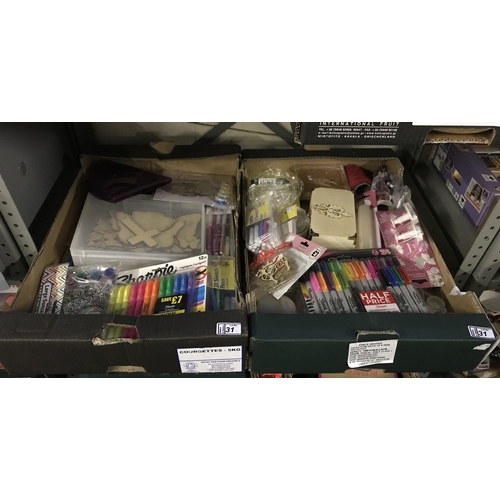 31 - 2 Boxes containing stationary and crafting items