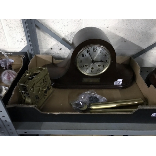 36 - Wooden mantle clock and a clock mechanism etc
