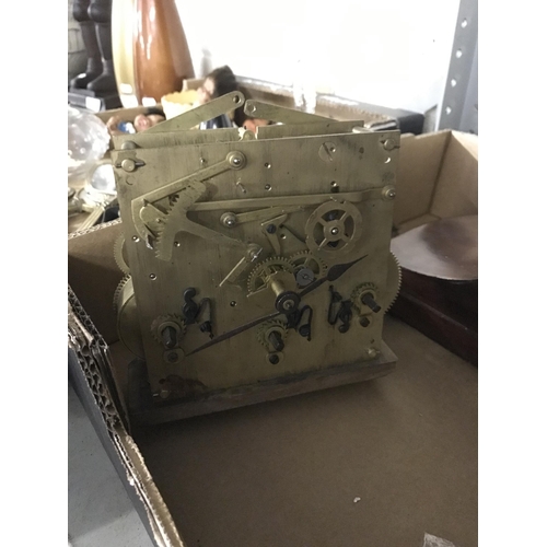 36 - Wooden mantle clock and a clock mechanism etc