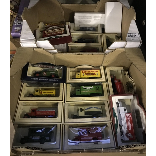 39 - Box containing die-cast cars including Lledo 'Vanguards' and 'Premier Collection'