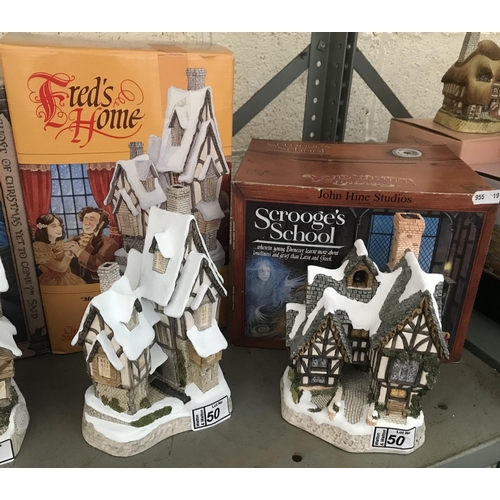50 - 2 Boxed David Winter cottages including Scrooge's School