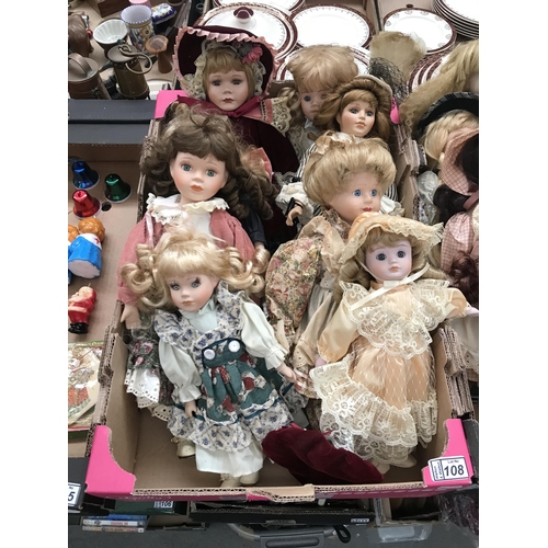 108 - Box containing collector's dolls