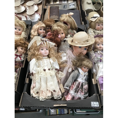 113 - Box containing collector's dolls