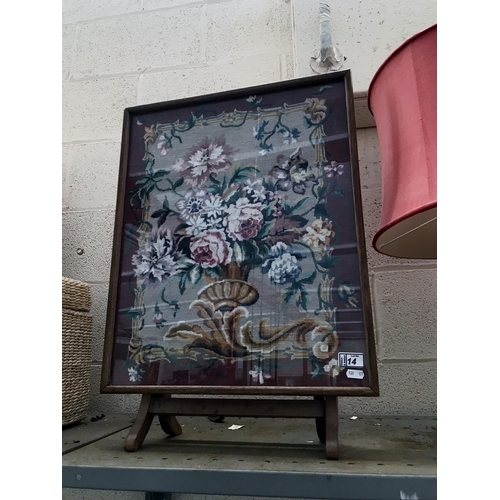 14 - A cross-stitch fire screen/ table