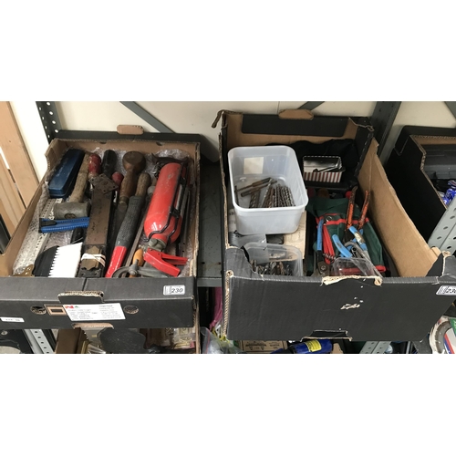 230 - 2 Boxes containing tools and drill bits