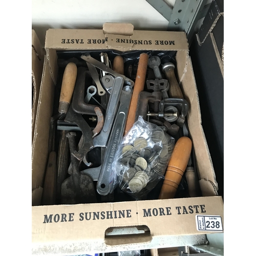 238 - Box containing vintage tools