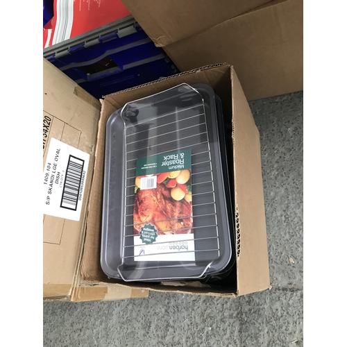 301 - Box containing new roasting dishes