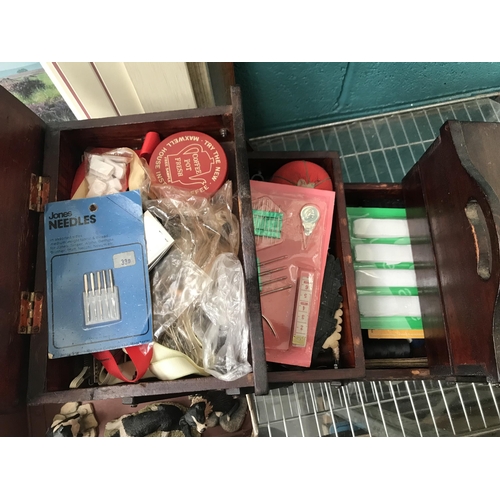 507 - Sewing box and contents