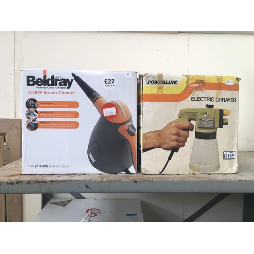 198 - Boxed steamer and spray gun