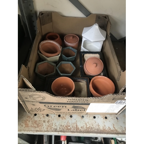 217 - Box containing bonsai tree pots