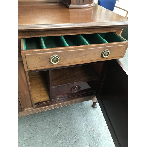 384 - Ornate 2 over 2 mirror back sideboard