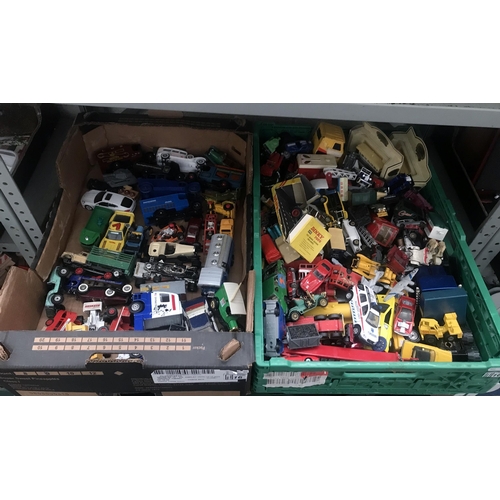 16 - 2 Boxes containing vintage toy cars etc