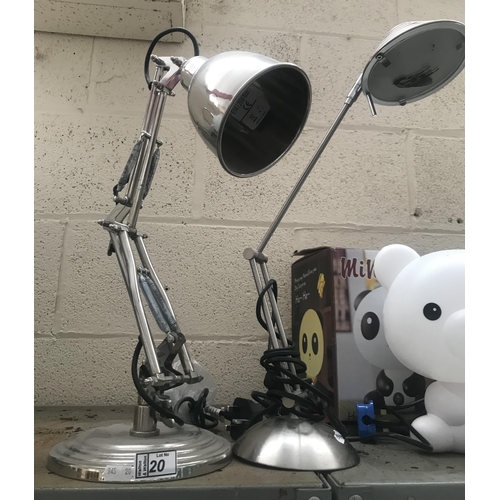 20 - Modern Anglepoise style lamp plus one other