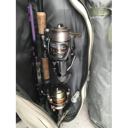 282 - 2 Carp rods and a bag