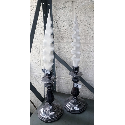 3 - Pair of vintage plated candlesticks by Viners