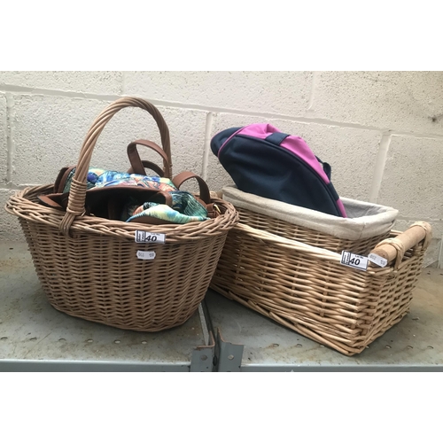 40 - 3 Wicker baskets etc