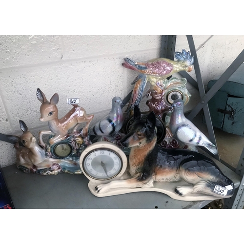 42 - 4 Vintage 'animal' mantle clocks