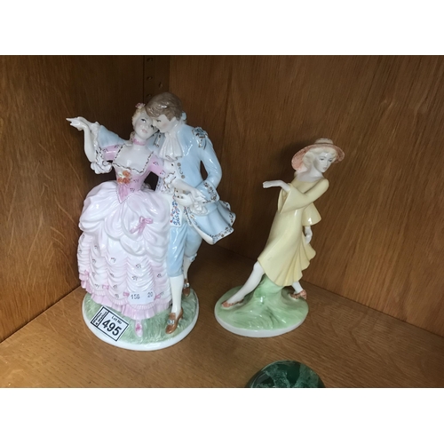 495 - Worcester figure and a Coalport figure