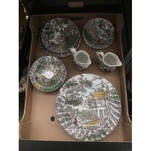 50 - Box containing 'The Hunter' plates etc by Myott