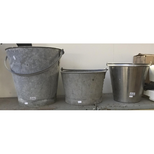 165 - 2 Galvanised buckets plus one other