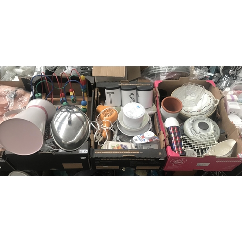 195 - 3 Boxes containing a mixing bowl and storage jars etc