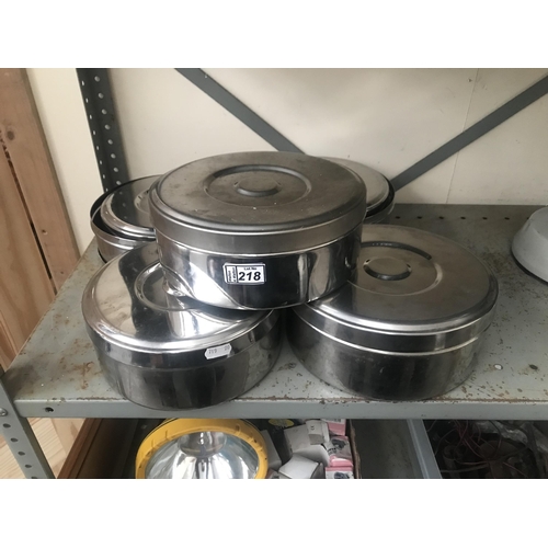 218 - Quantity of stainless steel cake tins