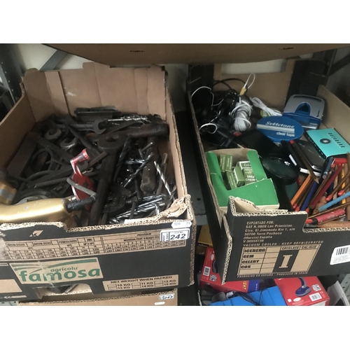 242 - 3 Boxes containing old tools and extensions etc