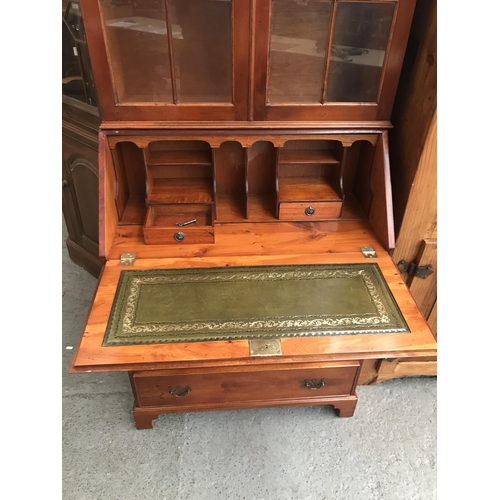 434 - Yew bureau bookcase