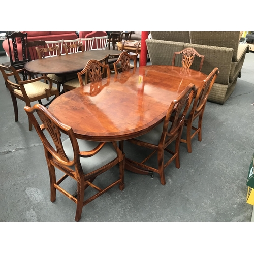 505 - Yew dining table and 6 chairs