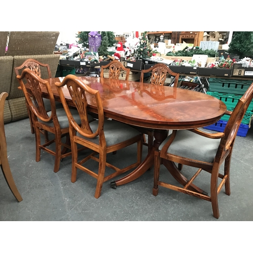 505 - Yew dining table and 6 chairs