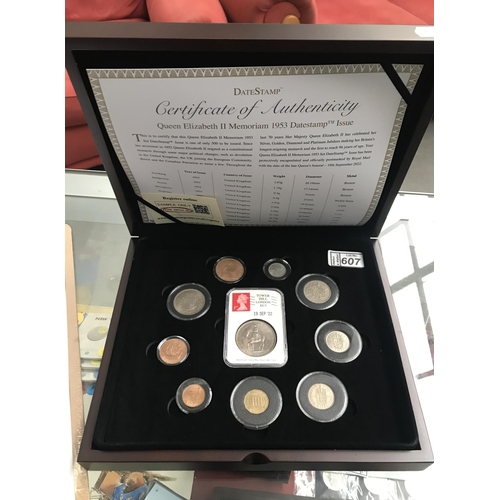 607 - Cased commemorative coin 'DateStamp' set