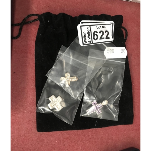 622 - 3 Silver cross charms 11g