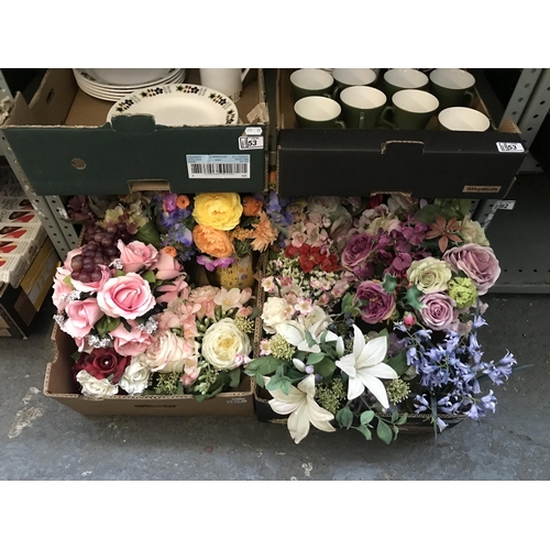 54 - 2 Boxes containing artificial flower arrangements