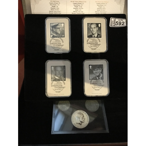 592 - Prince Phillip stamp/ coin set