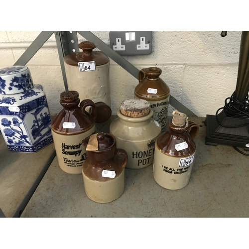 64 - 6 Stoneware jars