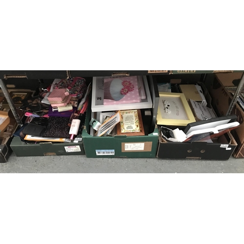 102 - 3 Boxes containing cosmetics and pictures etc