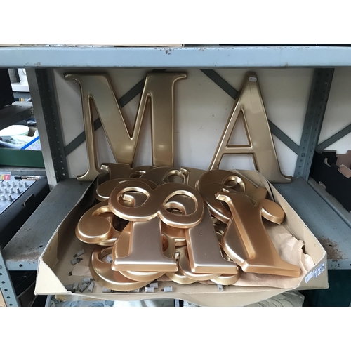 150 - Box containing large gold coloured letters