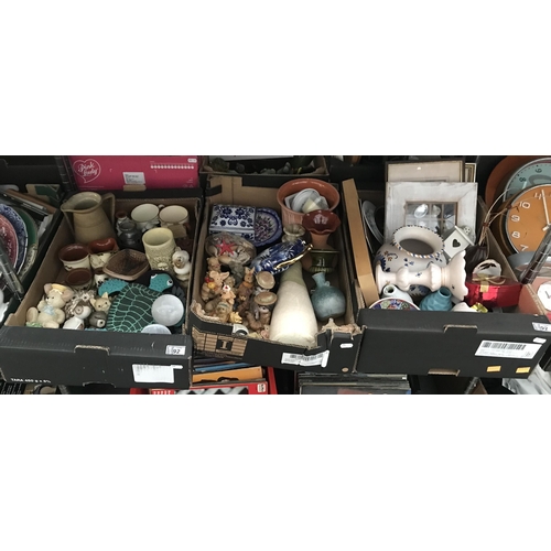 92 - 3 Boxes containing figurines, vases and kitchenalia etc