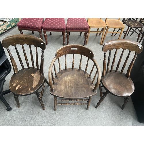 397 - 3 Vintage wooden chairs