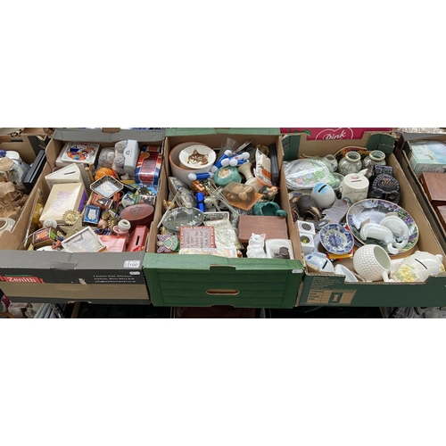 100 - 3 Boxes containing ornaments and money boxes etc