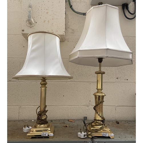 14 - Two ornate brass lamps