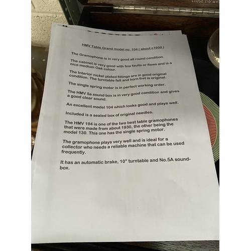 24 - HMV 'Table Grand' gramophone c1930s