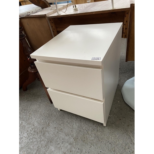 308 - White 2 drawer bedside