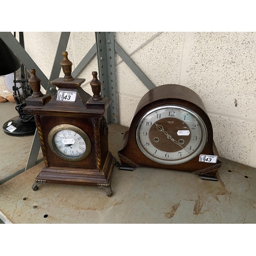 43 - Smiths mantle clock plus one other